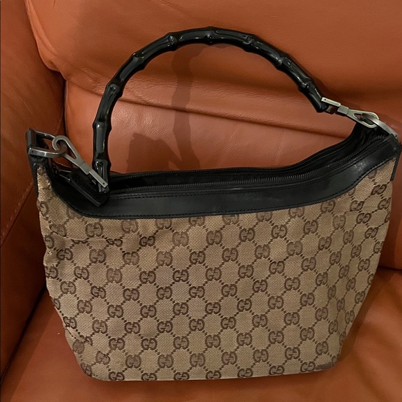 Gucci Handbags - Gucci Tan and Black Patterned Shoulder Bag